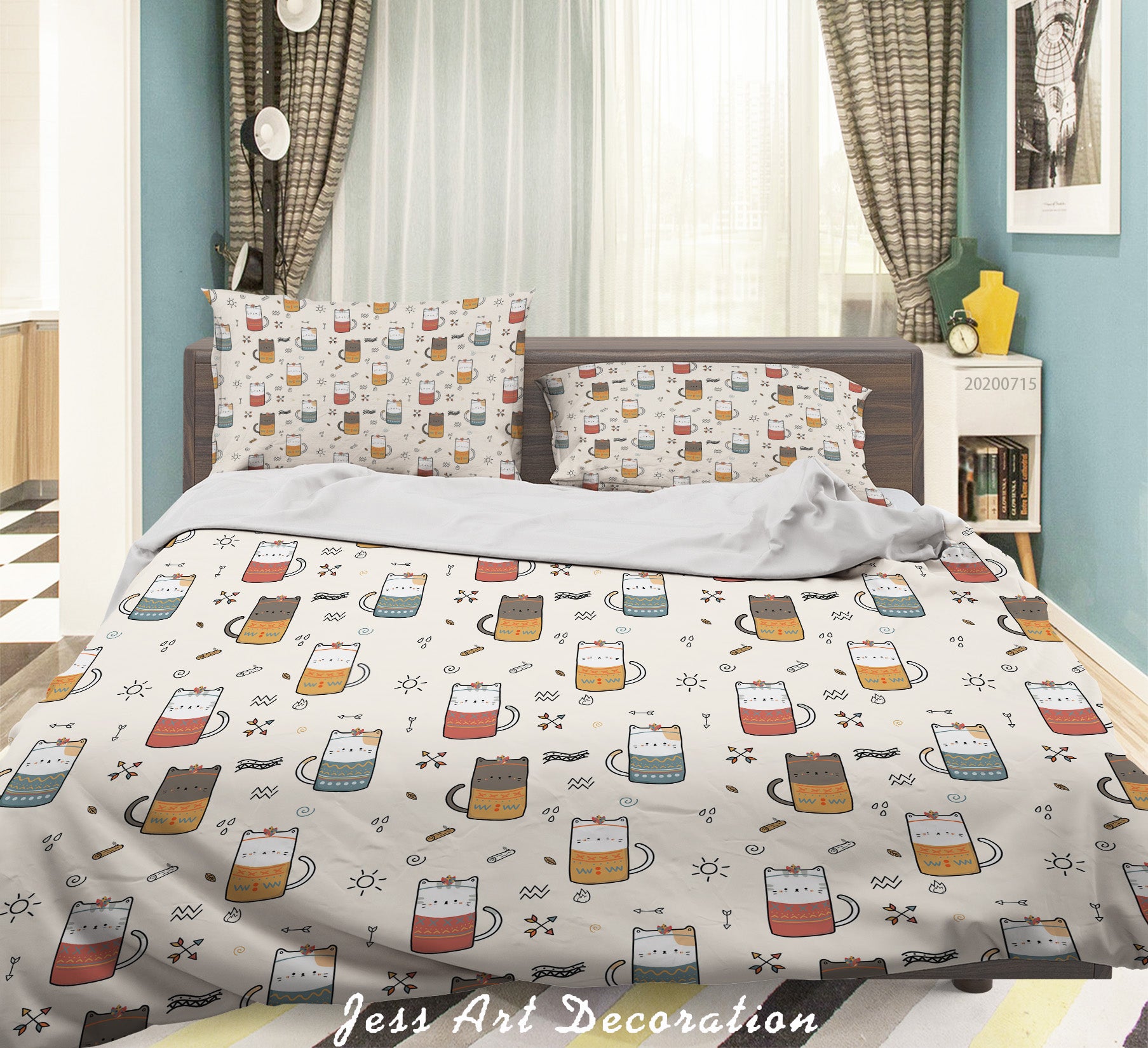 3D Cute Cat Kitten Cartoon Pattern Quilt Cover Set Bedding Set Duvet Cover Pillowcases Wj 1585