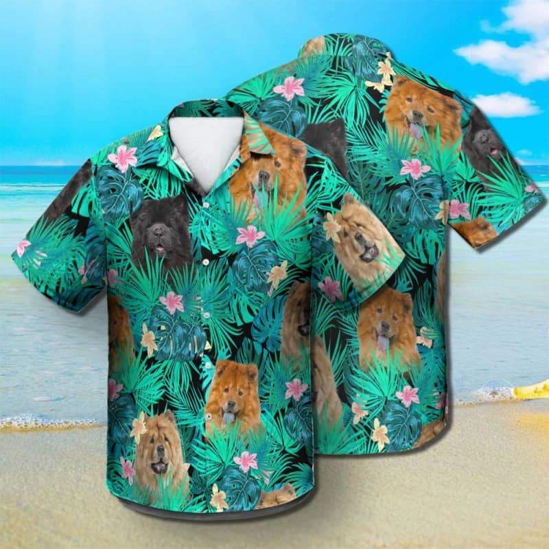 Chow Chow Hawaiian Shirt, Dog Summer Leaves Hawaiian Shirt, Unisex Print Aloha Short Sleeve Casual Shirt