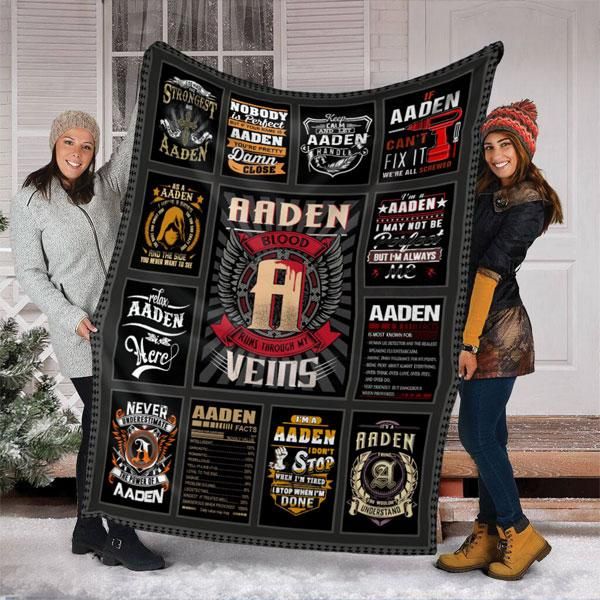 [Personalized Name] Aaden Blood Fleece Blanket, Sherpa Blanket, Gift For Parent, Family Member, Friends Gift, Christmas Gift, Home Decor, Home Living