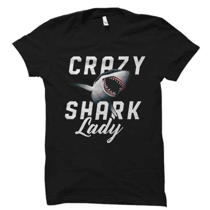 Crushtee Crazy Shark Lady Shirt, Shark Lady Gift, Shark Shirt, Shark T Shirt, Shark Lover Gift, Shark Lover Shirt #OS1889 Long Sleeve Hoodie