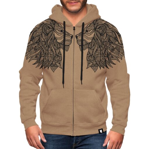 Tribal Art – Lion Zip-Up Hoodie