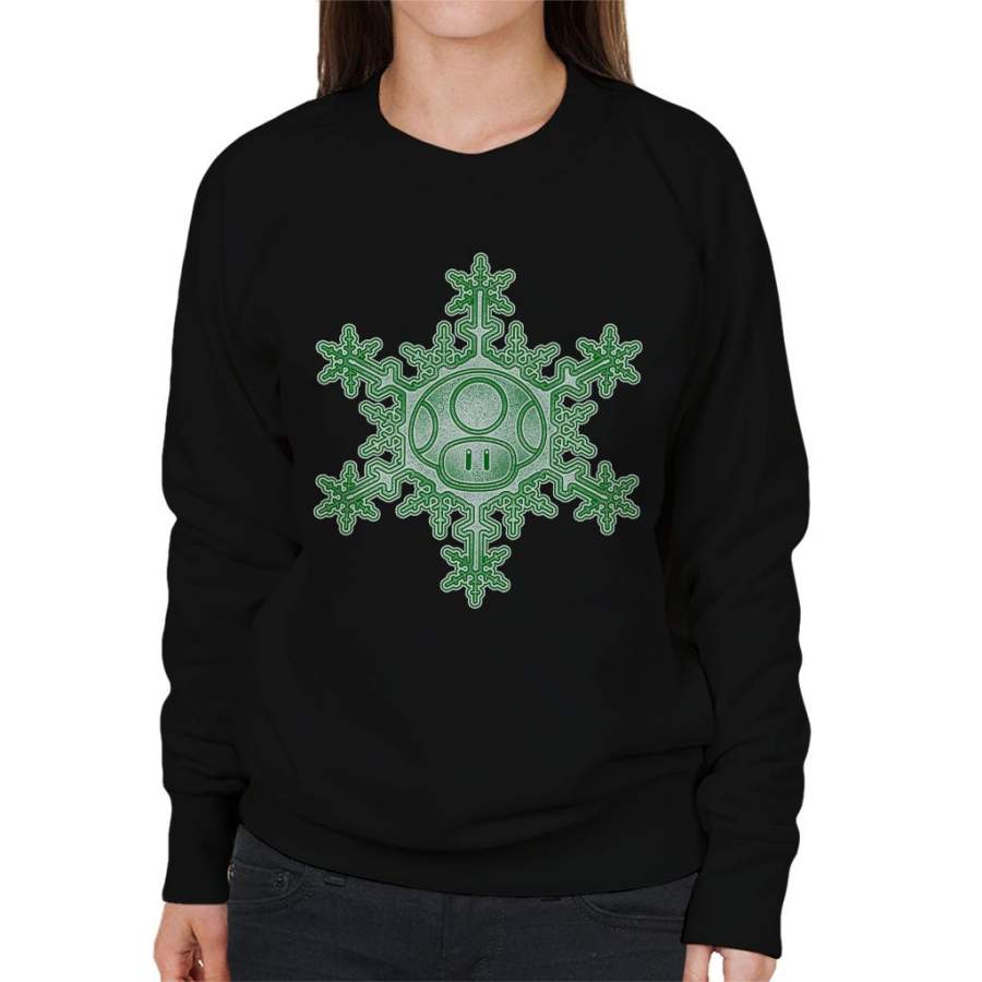 Shroom Mushroom Christmas Snowflake Super Mario Women’s Sweatshirt