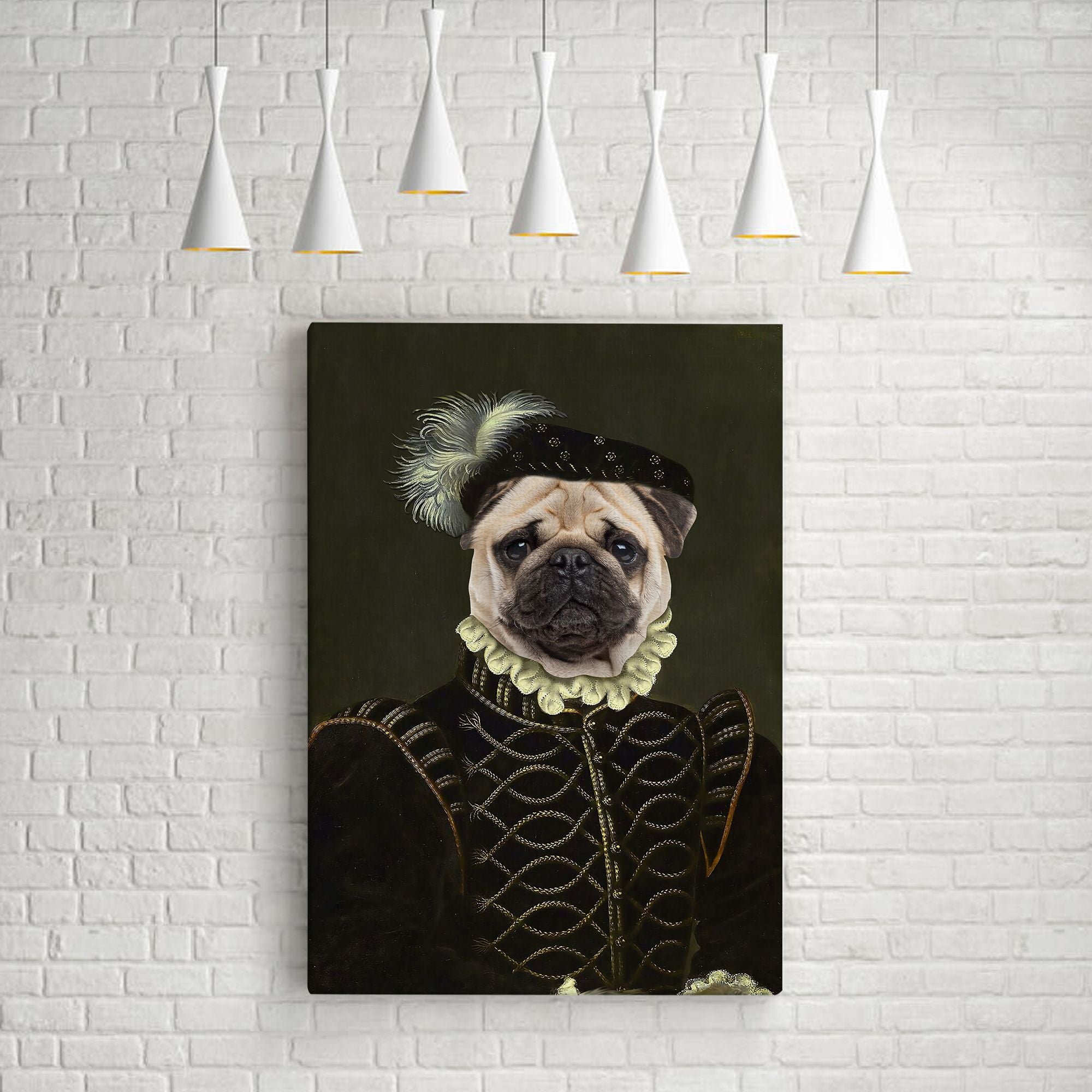 Custom Pet Name And Photo Renaissance Portrait, The Dog Noble Canvas Wall Art Prints For Puppy Lover