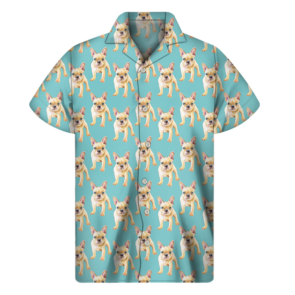 Watercolor French Bulldog Puppy Print Men’S Short Sleeve Shirt