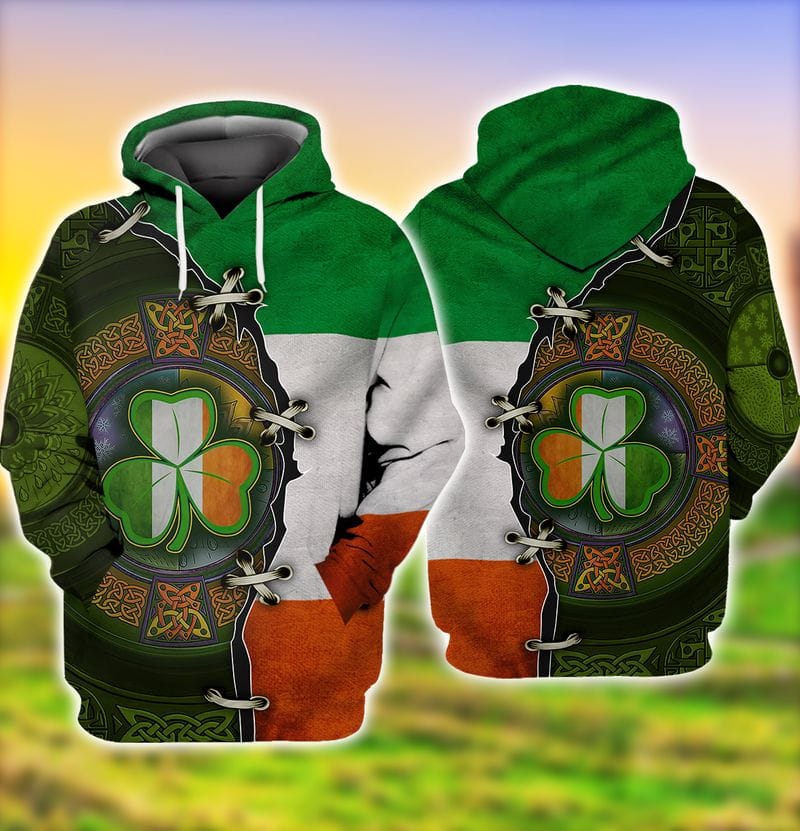 Shamrock Ireland Flag Pattern 3D Shirt, Happy Patrick’S Day Shirt, Idea Shirt For Patrick Day