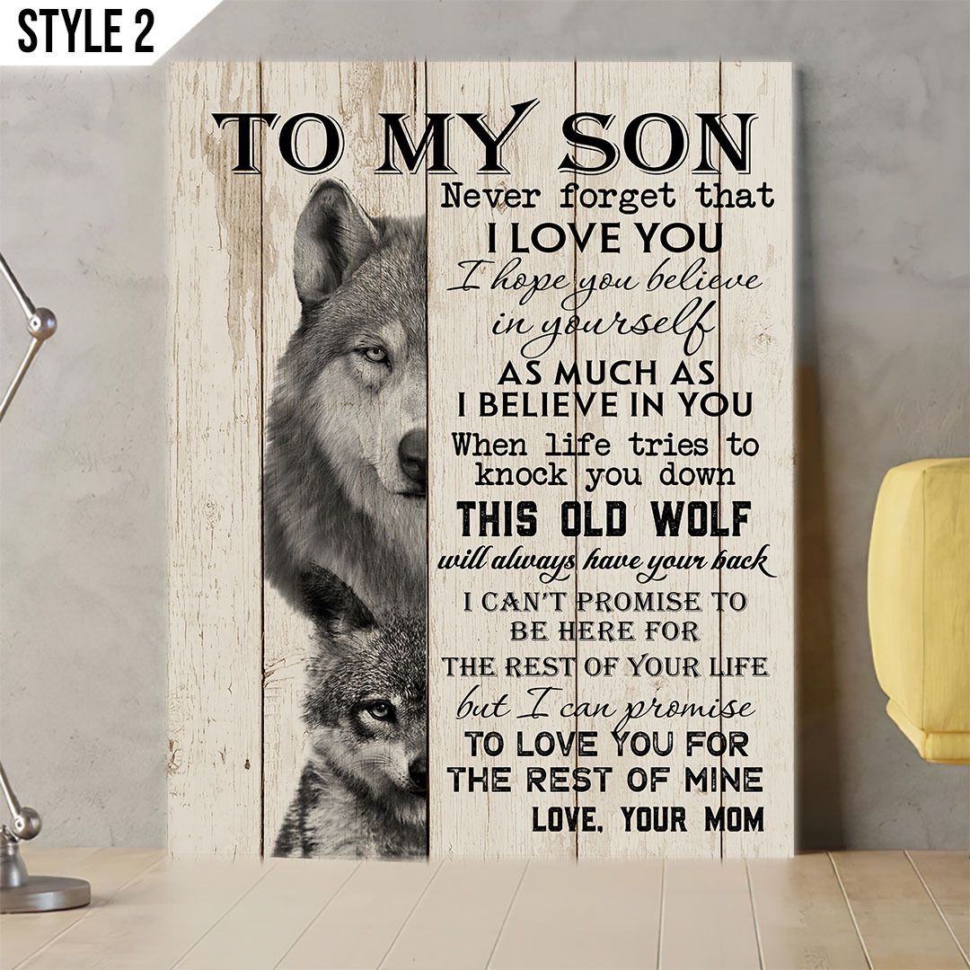 To My Son Wolf Mom And Son Brown Vertical Canvas Home Decor