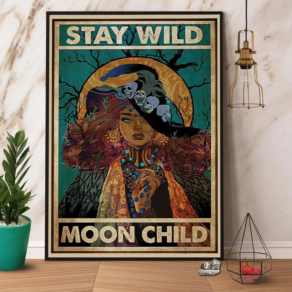 Witch Halloween Stay Wild Moon Child Vertical Canvas Poster Wall Art