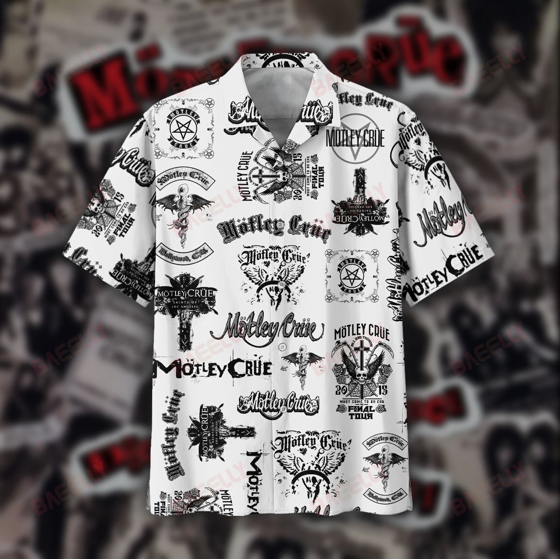 Hawaiian Sleeve Motley Crue Aloha Shirts Ha89614