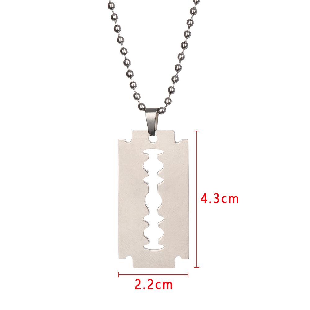 1PC Stainless Steel Razor Blades Pendant Dogtag Necklaces Hip Hop Cool Steel Male Shaver Shape Necklace for Men Jewelry alx