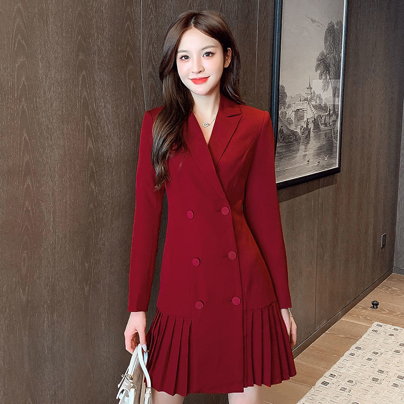 2021 Women Autumn Winter Loose Vistidos Lady Notched Double Breasted Short Dresses Female Long Sleeve Ruffles Dress G94 alx