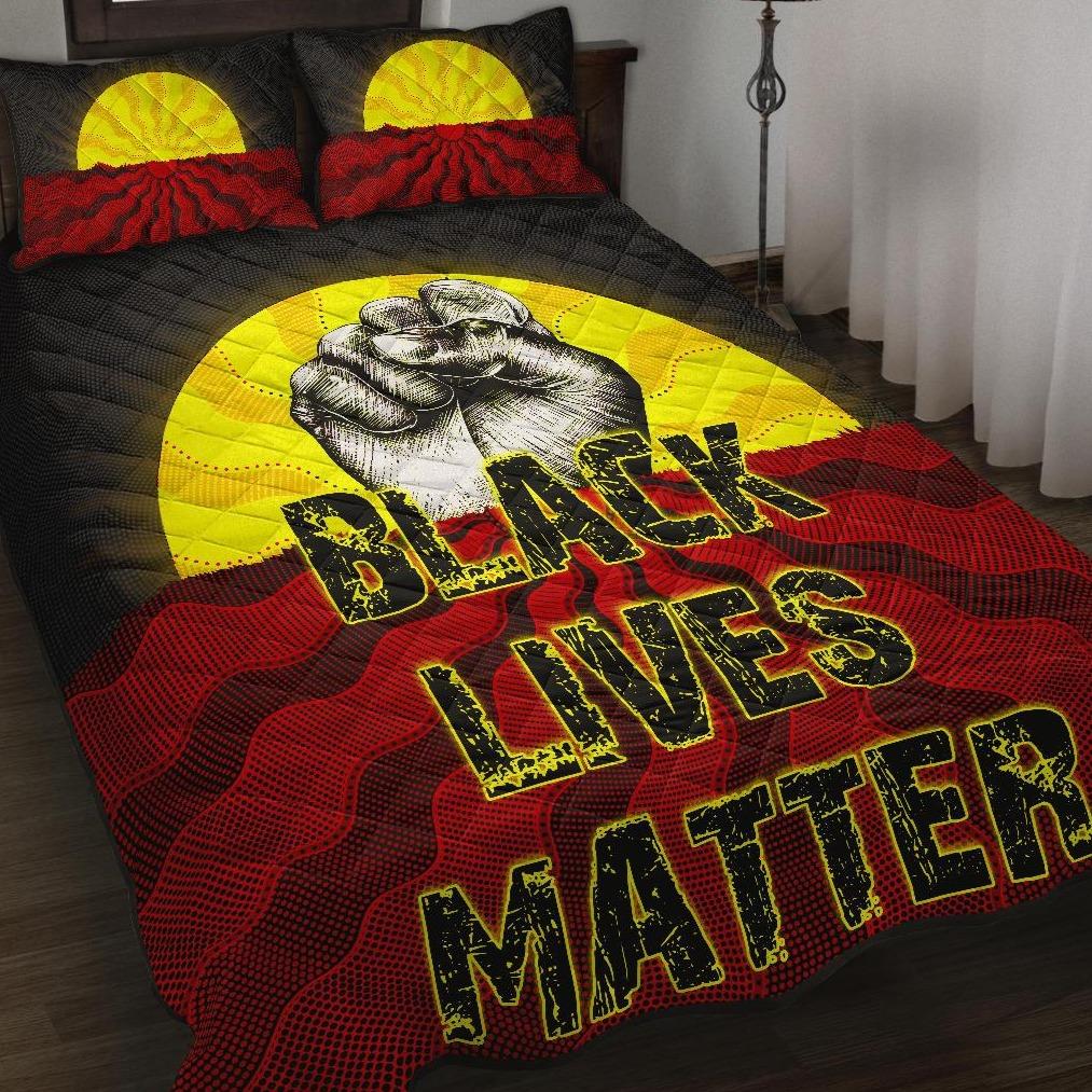 Quilt Bed Set – Aboriginal Black Lives Matter Sun Dot Painting