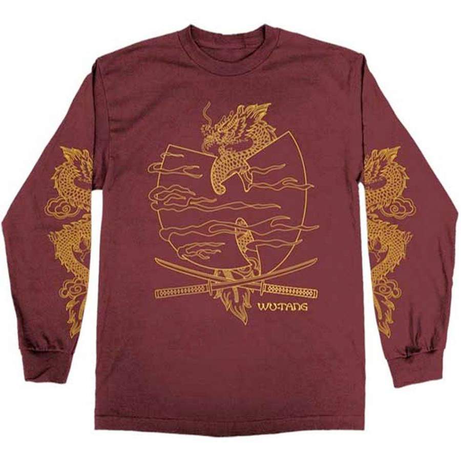 Wu Tang Clan – Crossed Swords – Longsleeve Maroon t-shirt