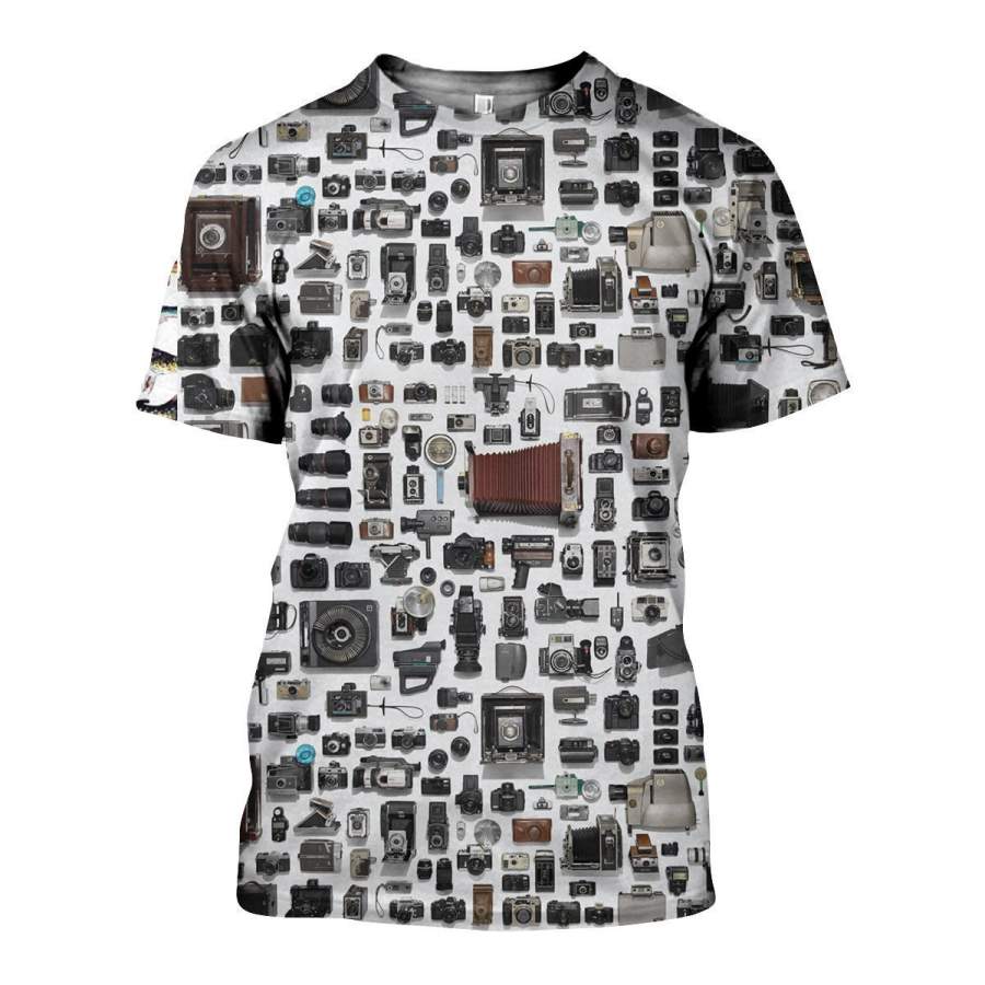 3D All Over Printed History Of Cameras Shirts And Shorts