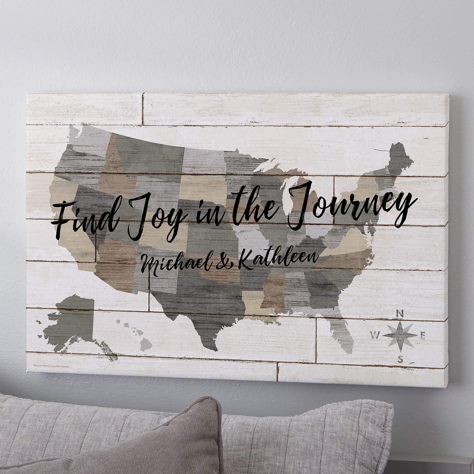 [Personalized Name] Barnboard Map – Gift For Couple, Family, Best Idea Home Decor – Matte Canvas, Wall Art, Canvas Prints