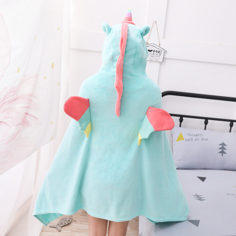 Cosplay Unicorn Flannel Fleece Hooded Blanket Sofa TV Cartoon Throw Blanket Hoodie Sweatshirt Christmas Gift for Children Beds alx