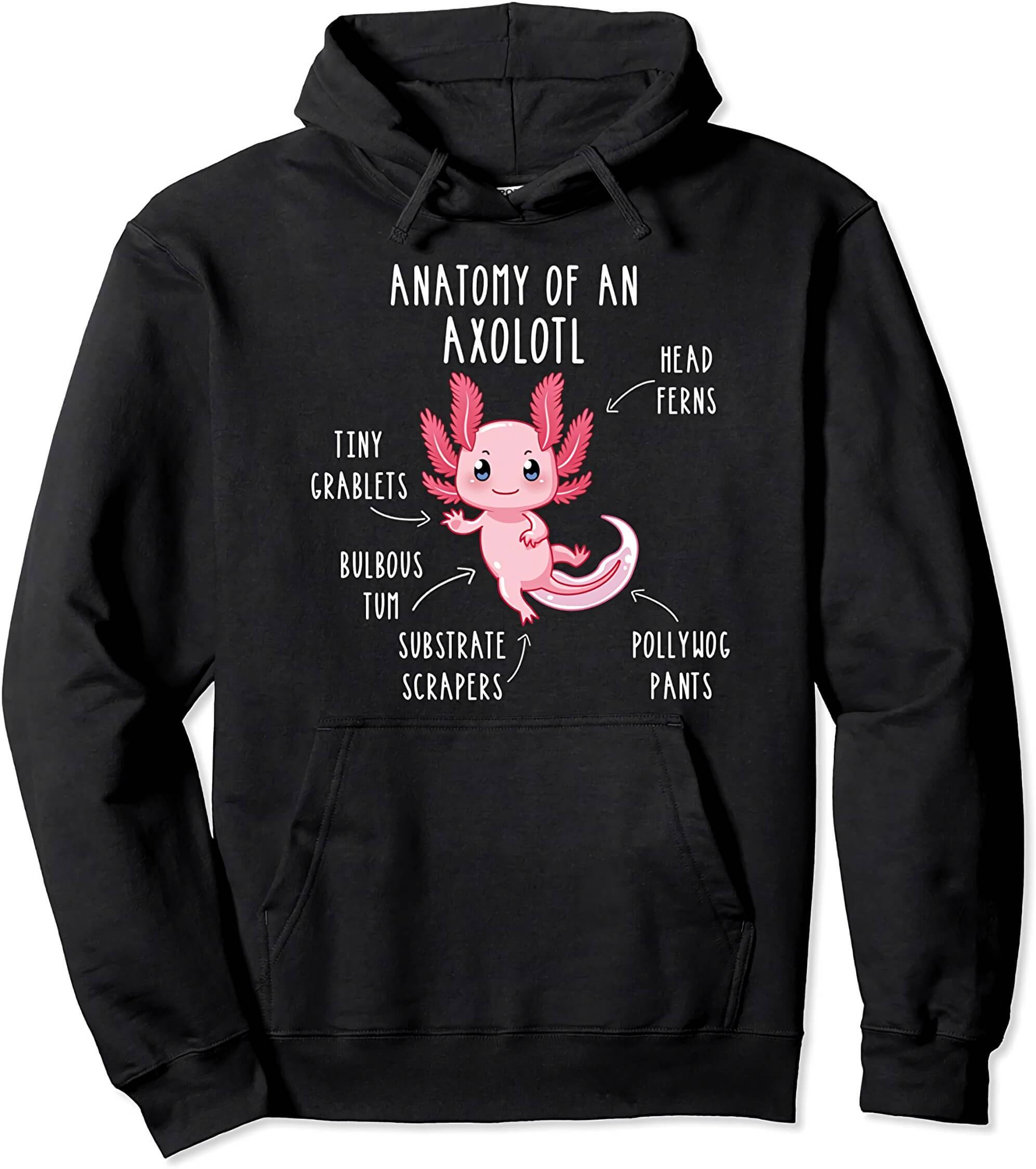 Axolotl For Sale T Shirts|Anatomy Of An Axolotl Hoodie Art Gift Mexican Salamander