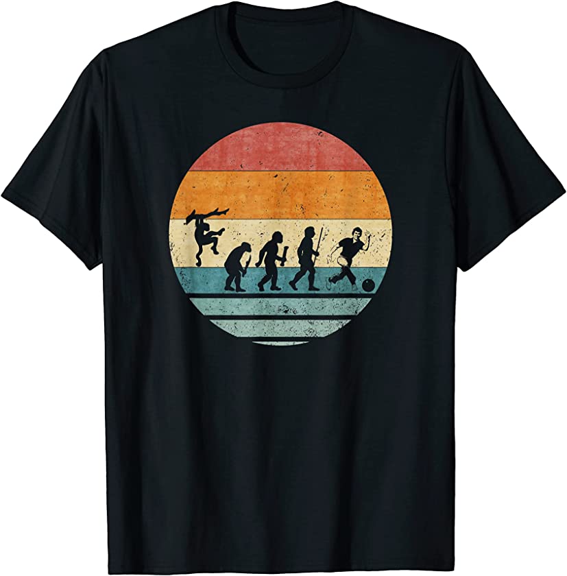 Vintage Retro Evolution Of Bowling Player Bowler Silhouette T-Shirt