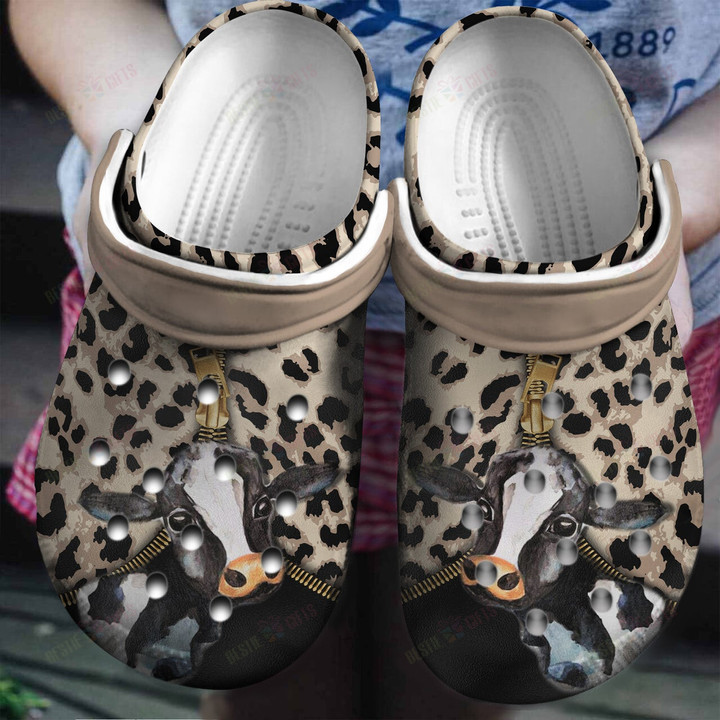 Zipper Leopard For Cow Lovers Crocs Classic Clogs Shoes