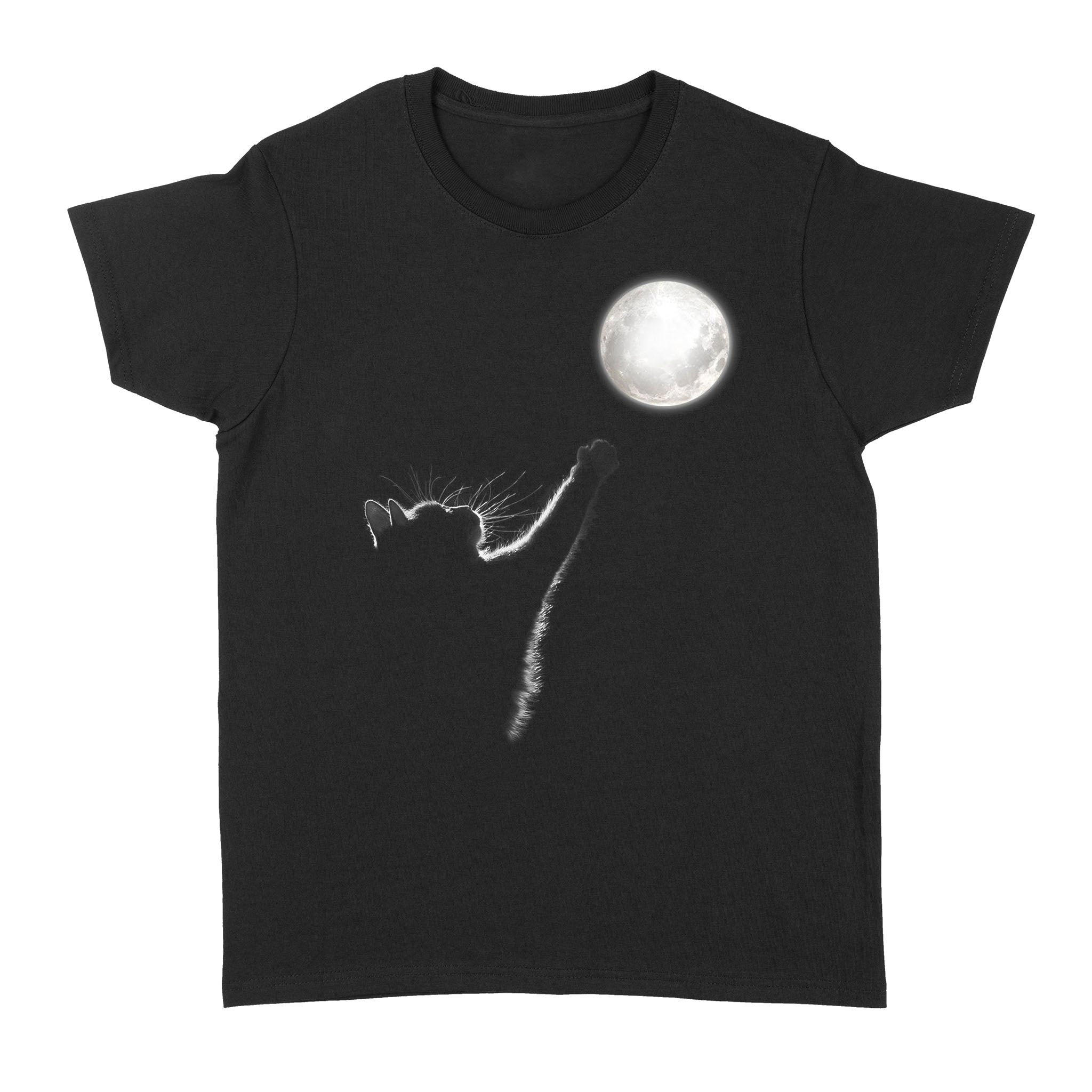 Cat Silhouette Reaching For The Moon For Cat Lover – Standard Women’s T-shirt