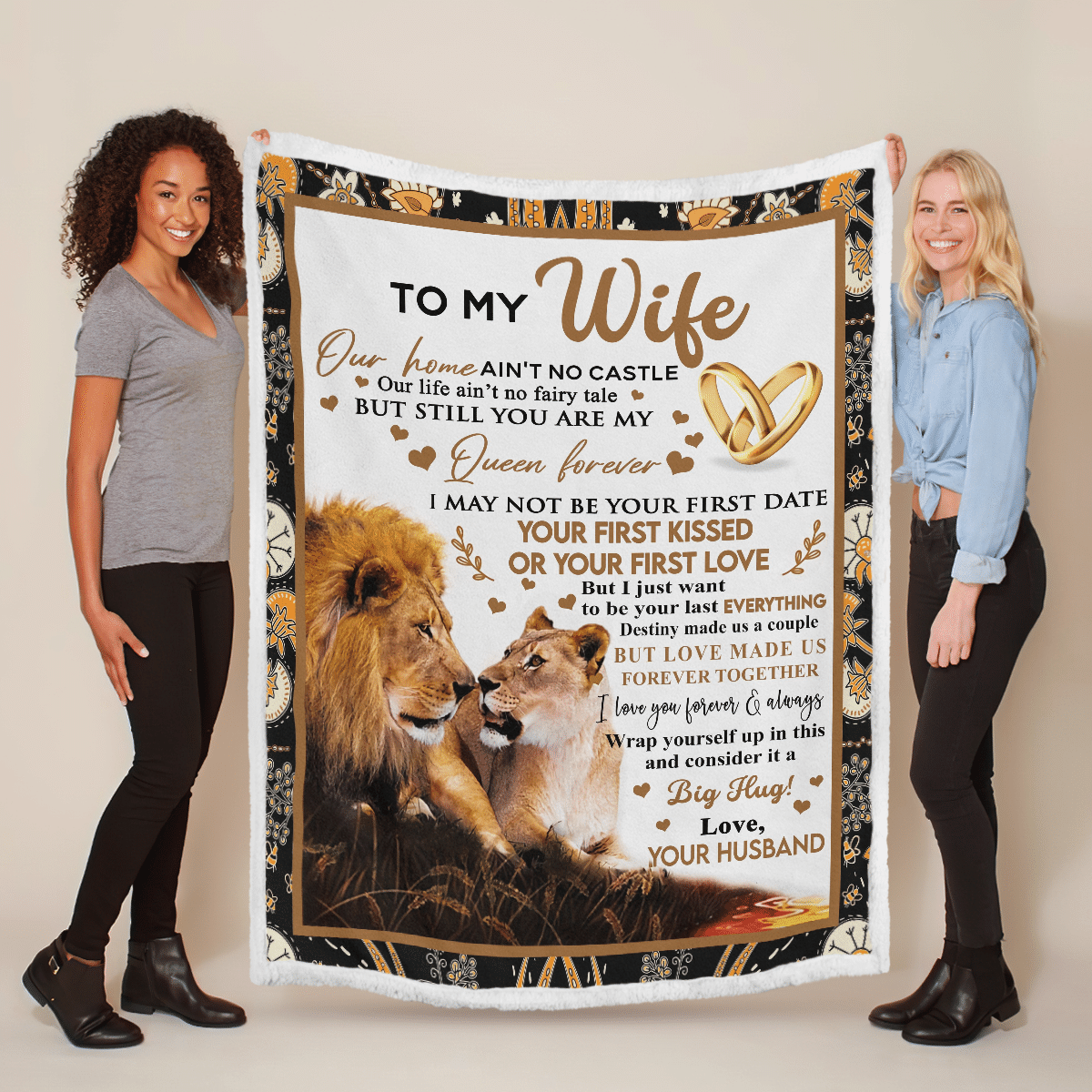 Wooni To My Wife – Lion Love Sherpa Blanket Wbl080322207