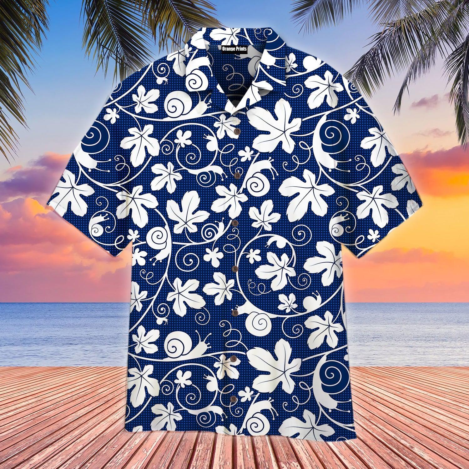 Snails On The Vine White Blue Floral Hawaii Shirt For Men Women Ha76778