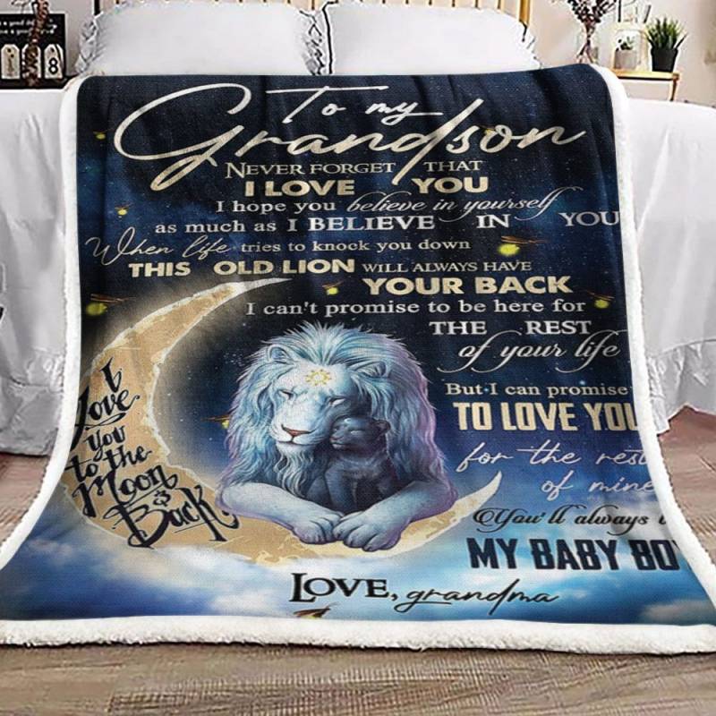 To My Grandson Lion Galaxy NP2812179F Sherpa Fleece Blanket