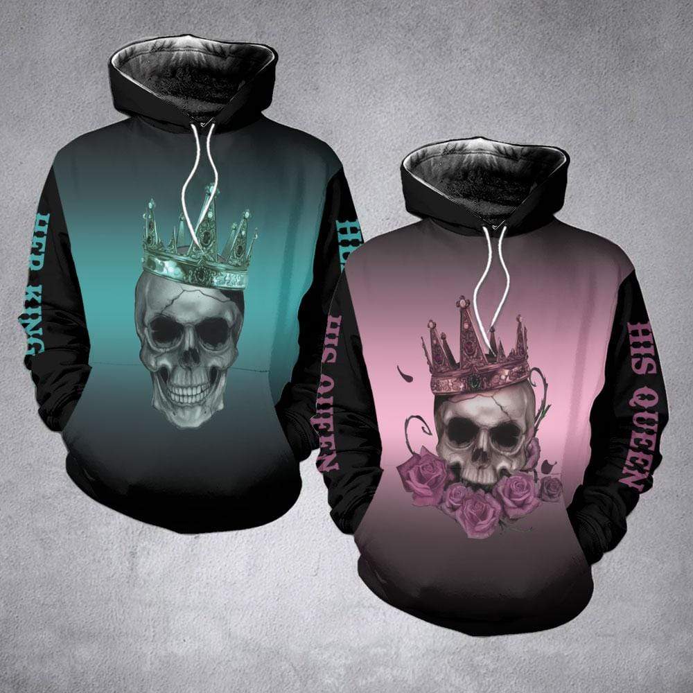 Skull King And Queen Couple Hoodie 3D #290321H