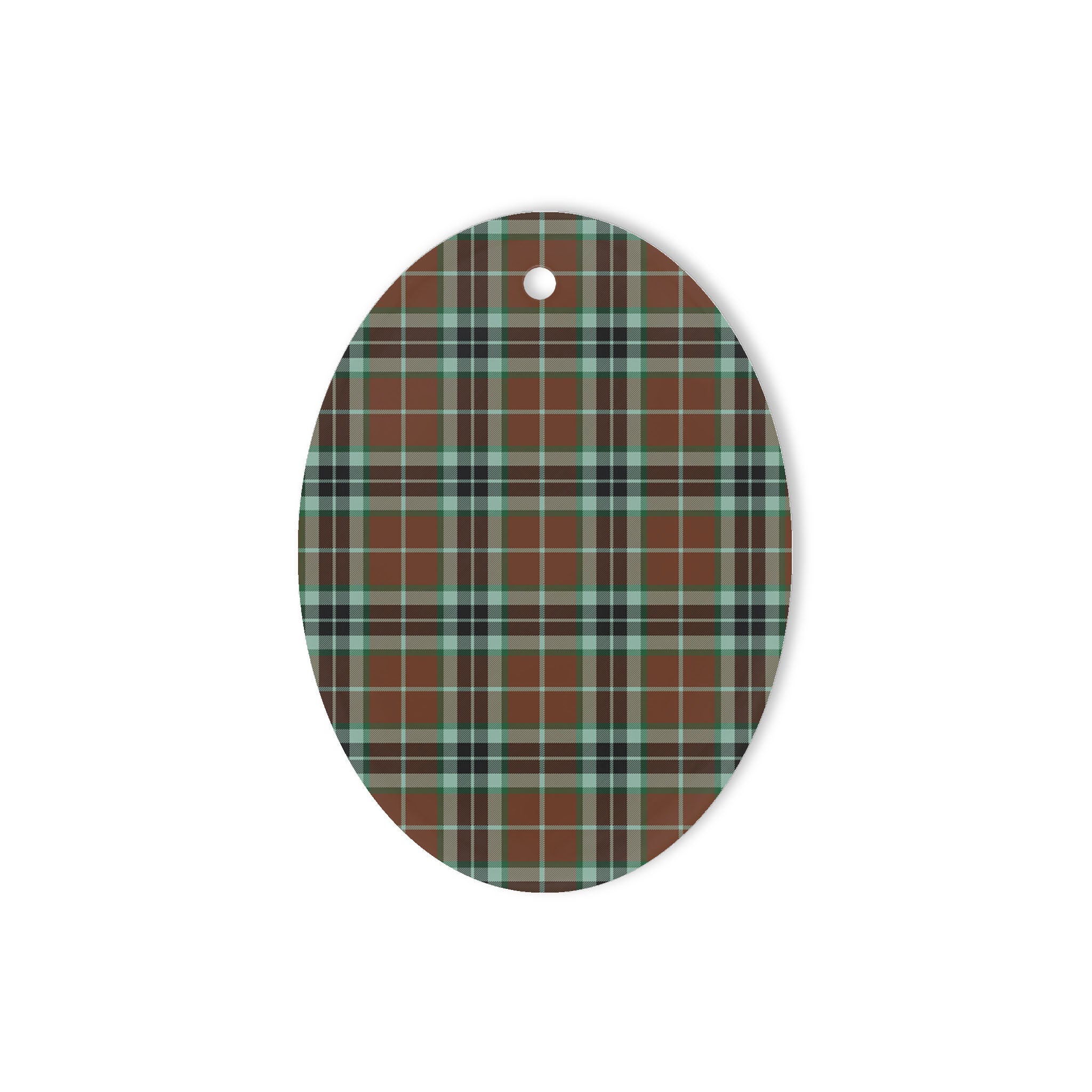 Thomson Hunting Modern Tartan Oval Ornaments, Christmas Tree Ornament, Plaid Christmas Ornaments, Ceramic Oval Christmas Tree Decoration