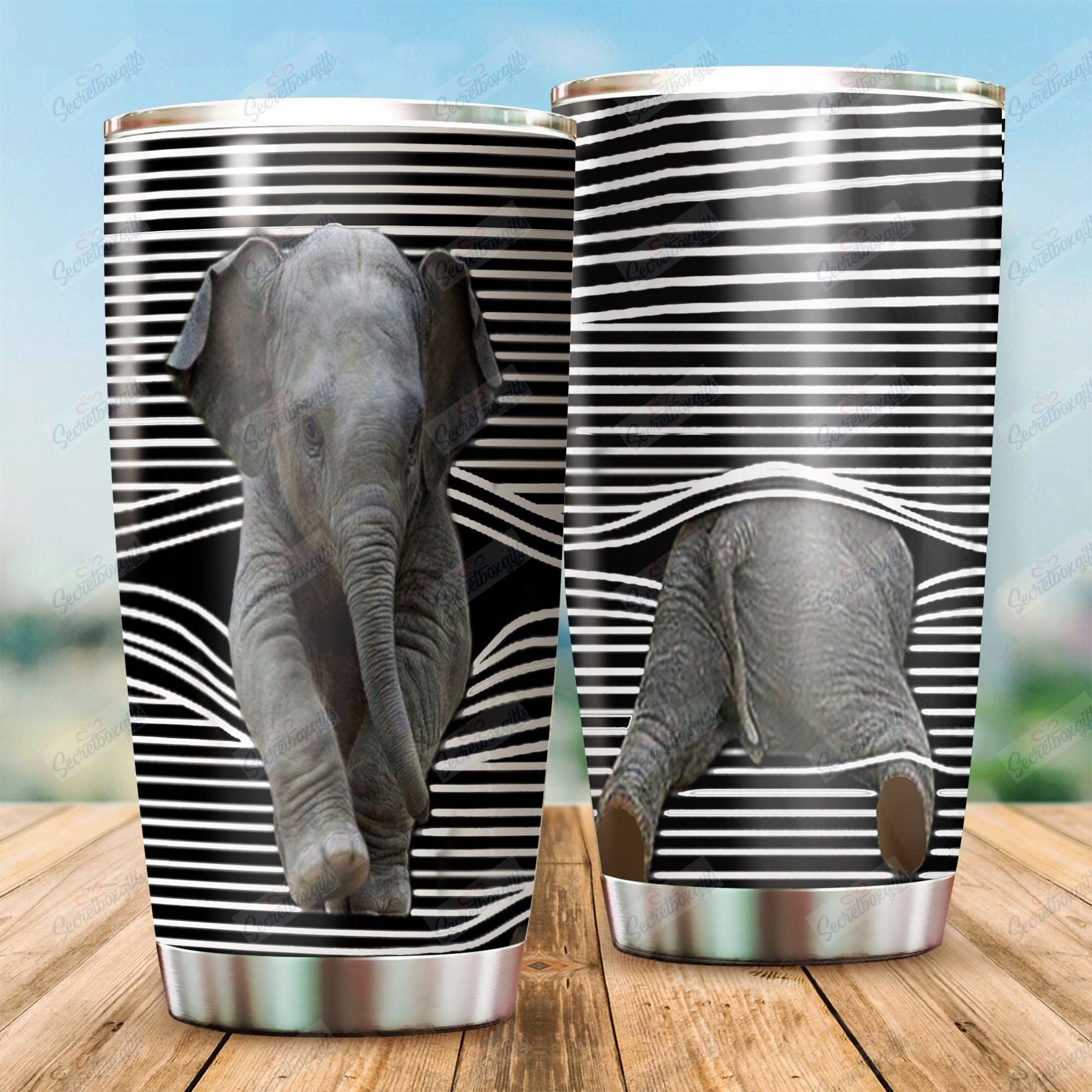 Personalized Cute Elephant Yu2901140Cl Stainless Steel Tumbler Travel Customize Name, Text, Number, Image