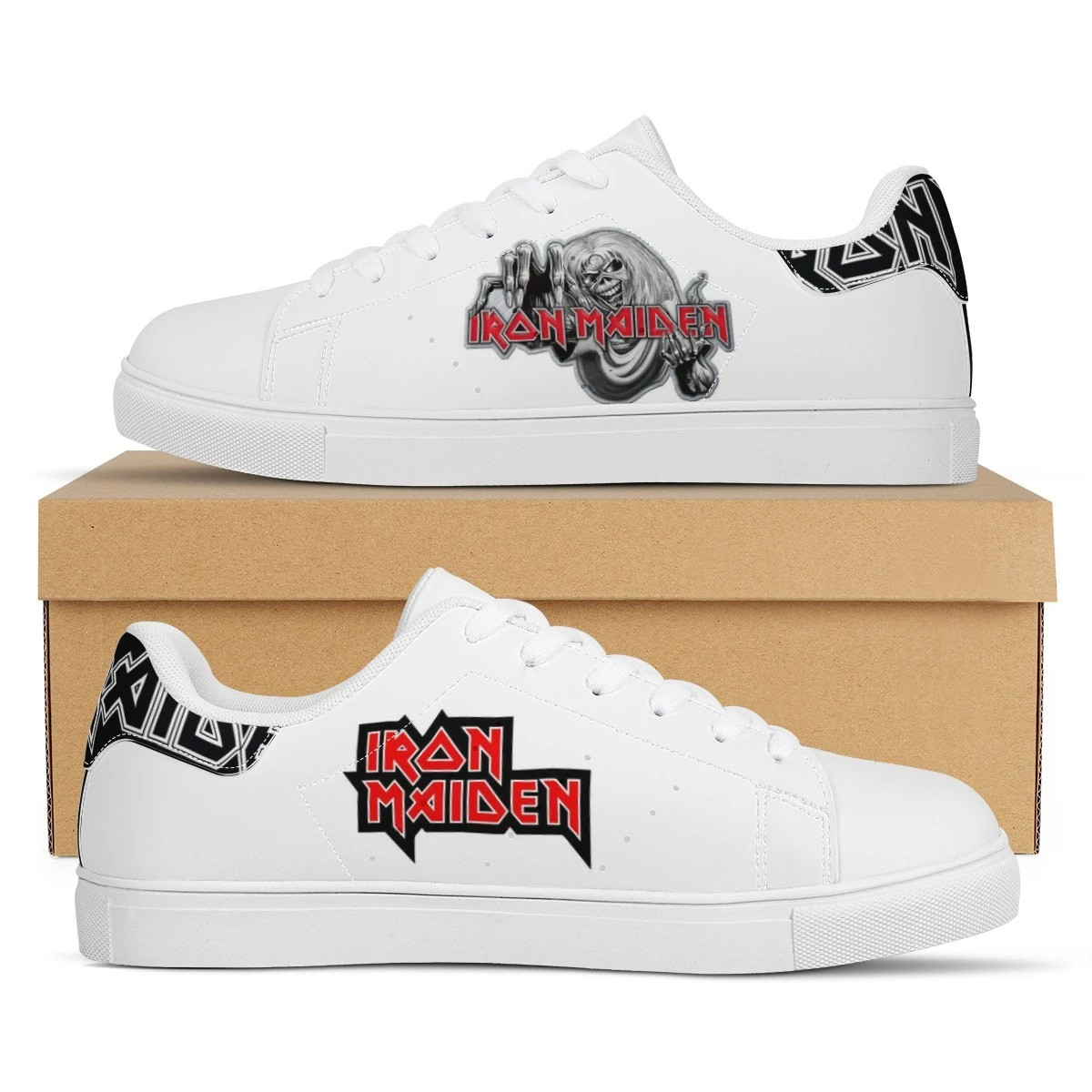 Iron Maiden Rock Band Music Christmas Gift For Fan Low Top Leather Skate Shoes Sneakers For Man And Women