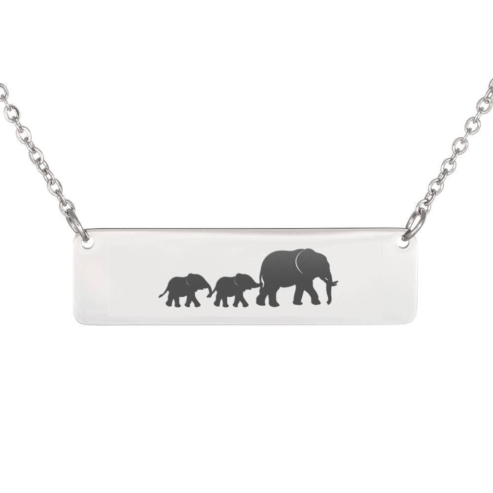 Personalized Mama Elephant + 2 Baby Elephants Necklace