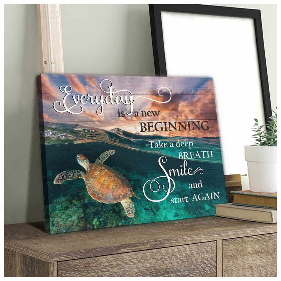 Turtle Beach I Will Walk By Faith, Even Can’T See Wall Art Canvas Prints, Summer Decor, Turtle Lovers 2  – Posters Canvas Prints Wall Art