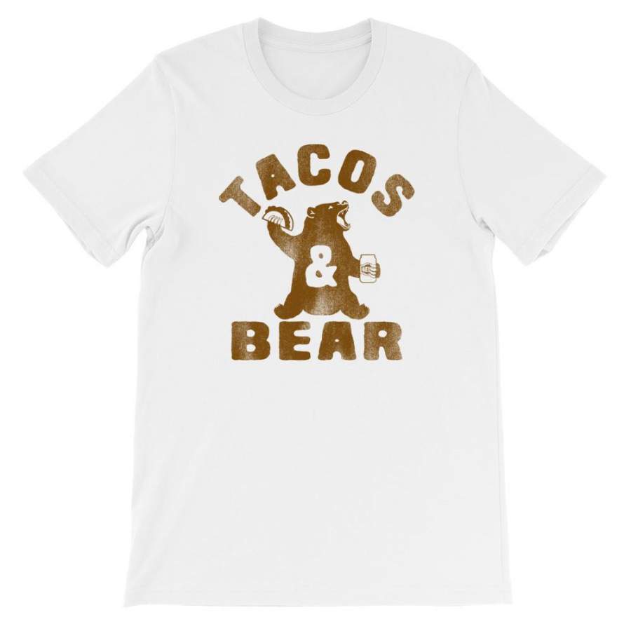 Tacos & Bear (Brown Print) Unisex T-Shirt