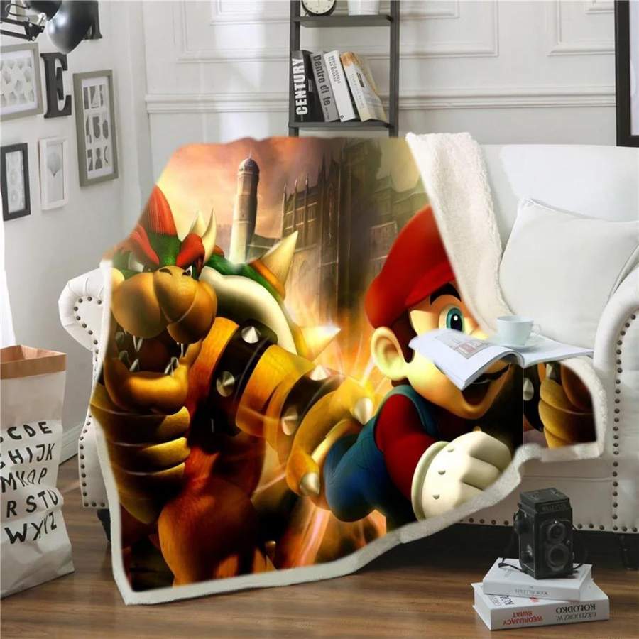 Super Mario Bros #10 Blanket Super Soft Cozy Sherpa Fleece Throw Blanket