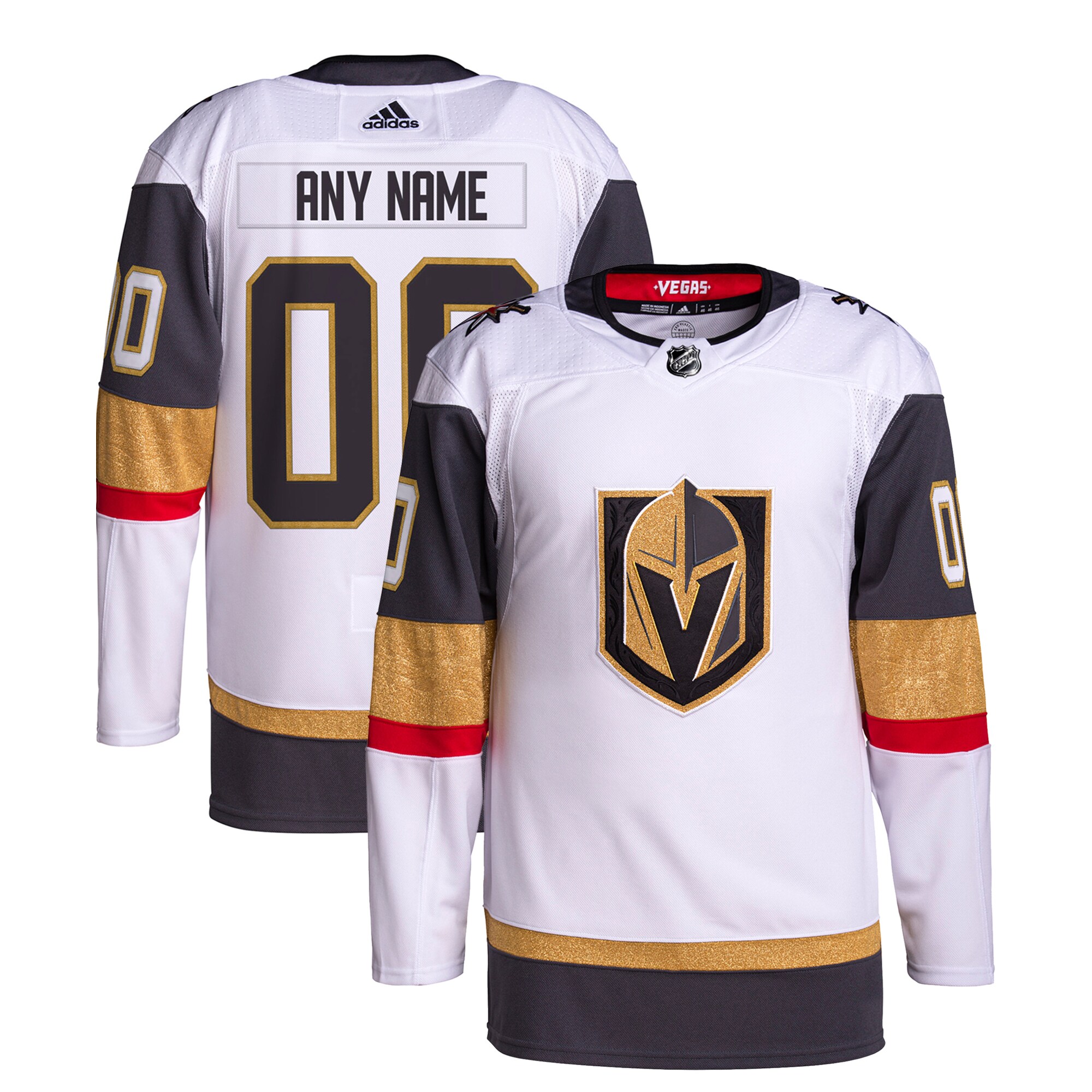 Vegas Golden Knights Away Primegreen Authentic Custom Jersey – White