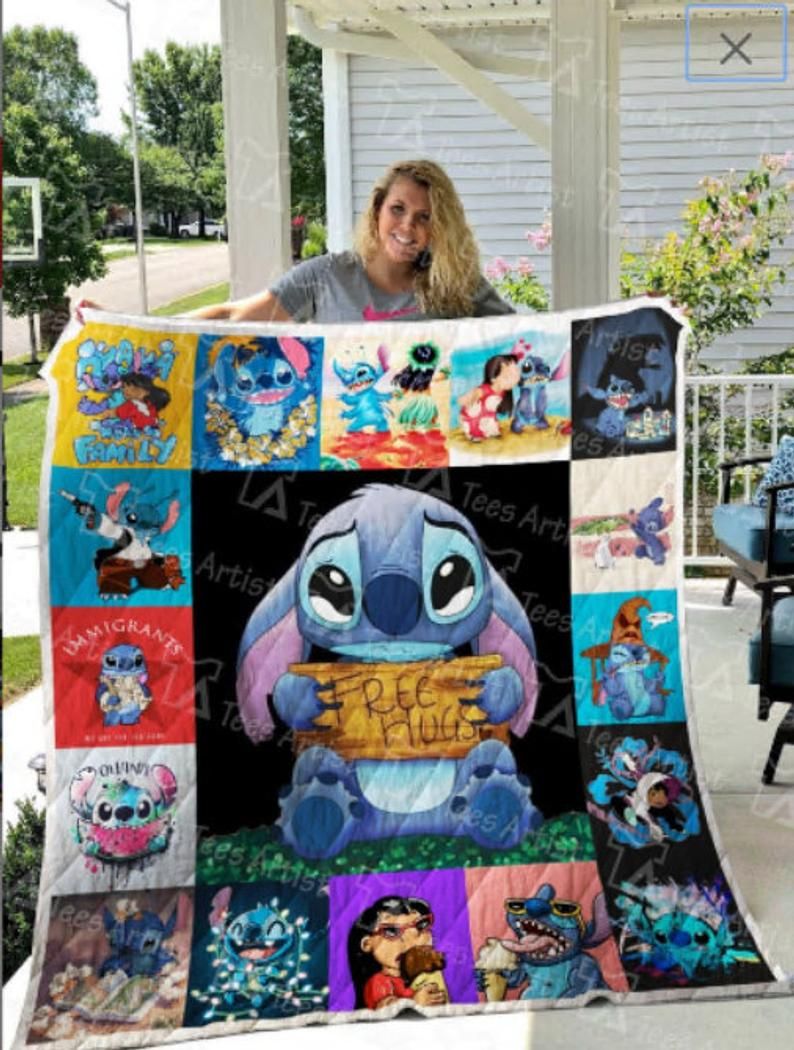 Lilo & Stitch V13 Christmas Fleece Quilt Blanket Personalized Customized Home Bedroom Decor Gift