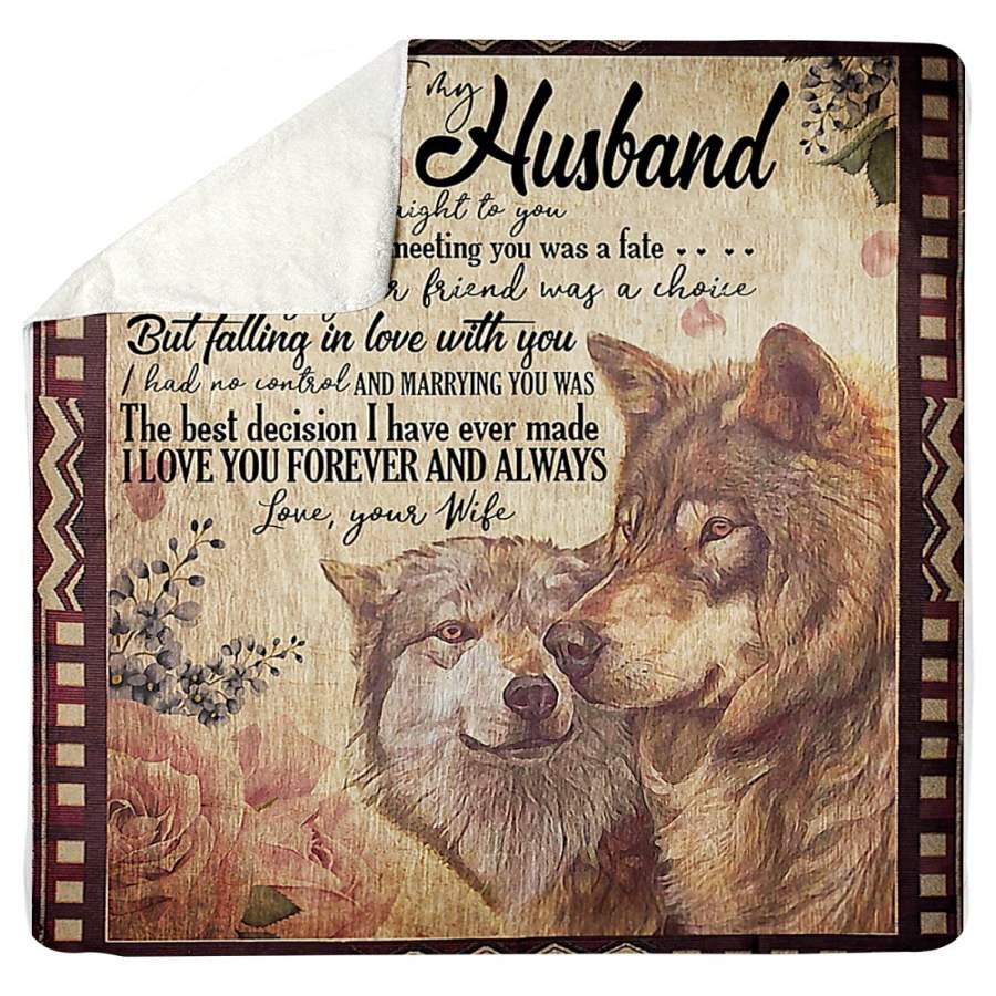 God Blessed My Husband Love You Forever And Always Wolf Sherpa Blanket