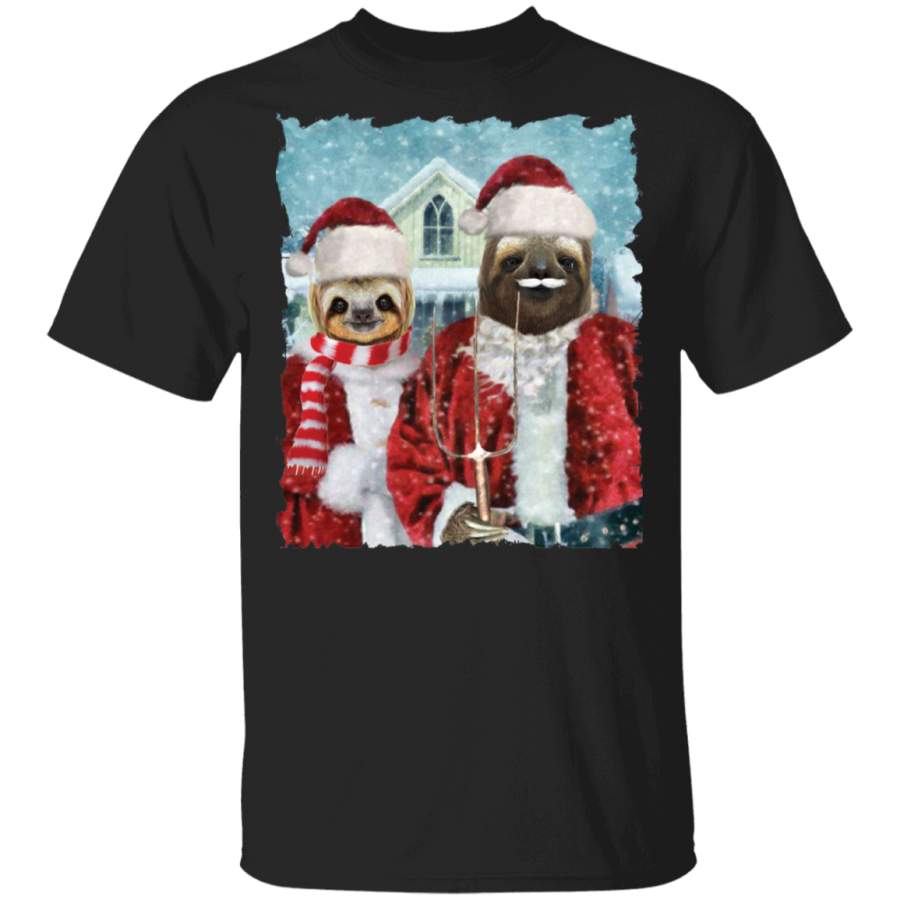 Sloth Couple Christmas T-Shirt Cute Animal Ugly Christmas Shirt Couple Gift For Grandparent