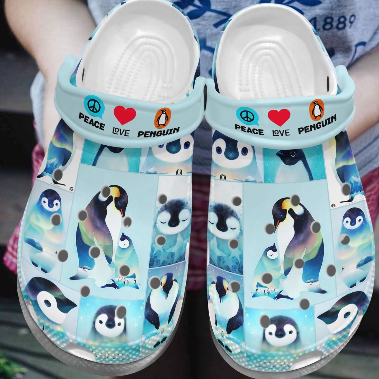 Penguin Personalized Clog, Custom Name, Text, Color, Number Fashion Style For Women, Men, Kid, Print 3D Peace Love Penguin