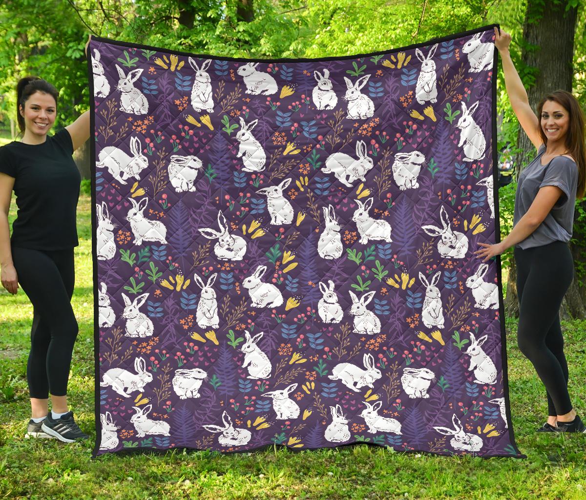 Rabbit Leaves Pattern Premium Quilt