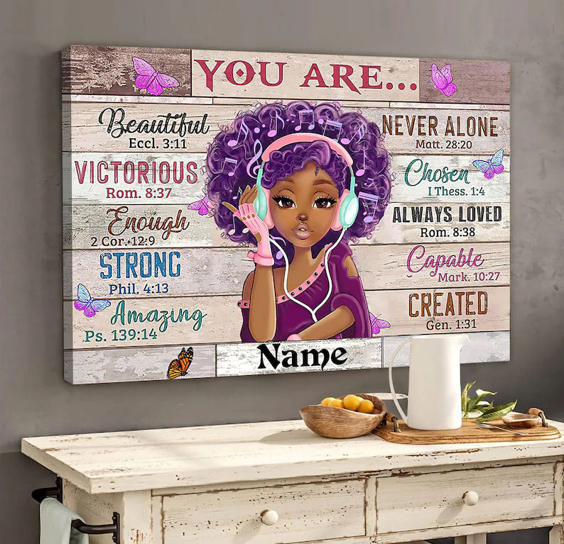 Home Wall Decor: Black Girl You Are Beautiful Black Teenage Wall Art