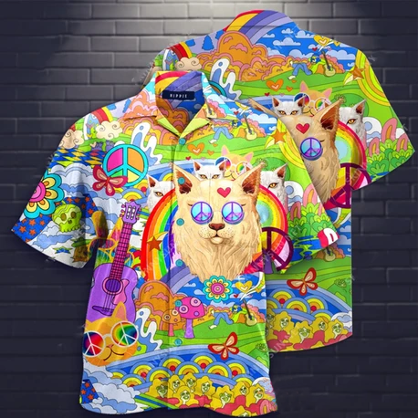 Amazing Hippie Cat Hawaii Shirt Ha96592