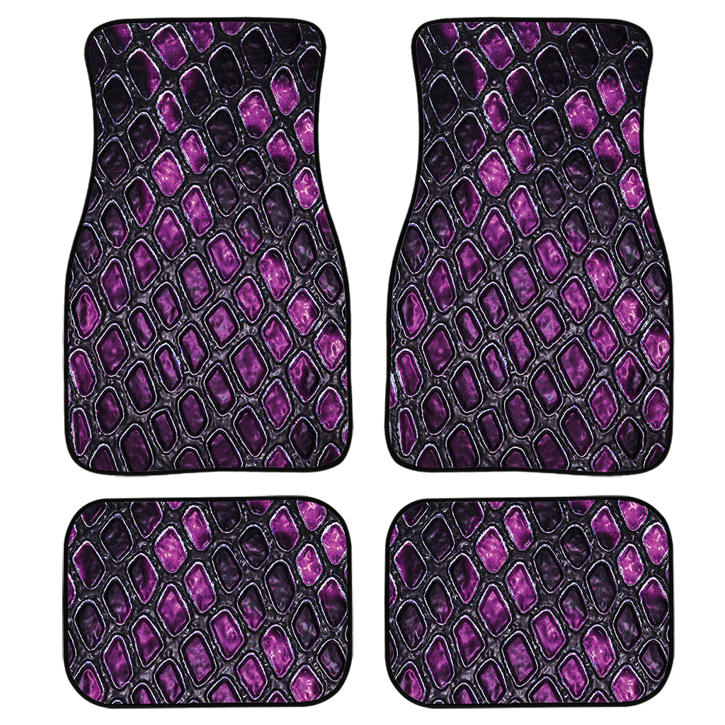 Purple Snakeskin Print Front And Back Car Floor Mats, Front Car Mat