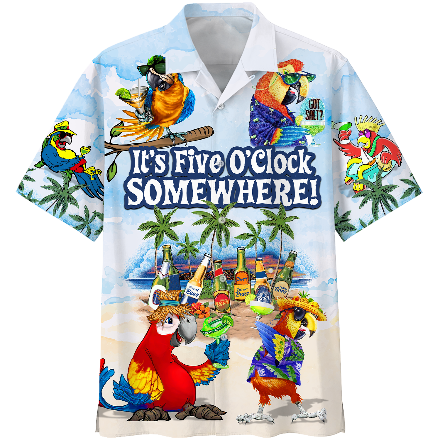 Famille – Parrot Light Blue Pattern – It’S Five O’Clock Somewhere Hawaiian Shirt, Short