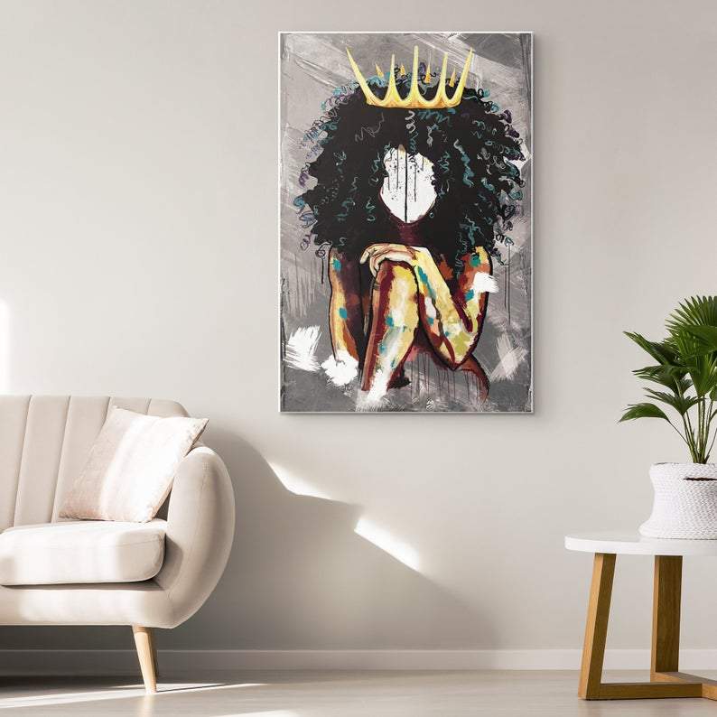 Motivation Black Queen Naked Canvas Wall Art Poster Print, Wall Art Canvas, Poster Canvas Wall Decor