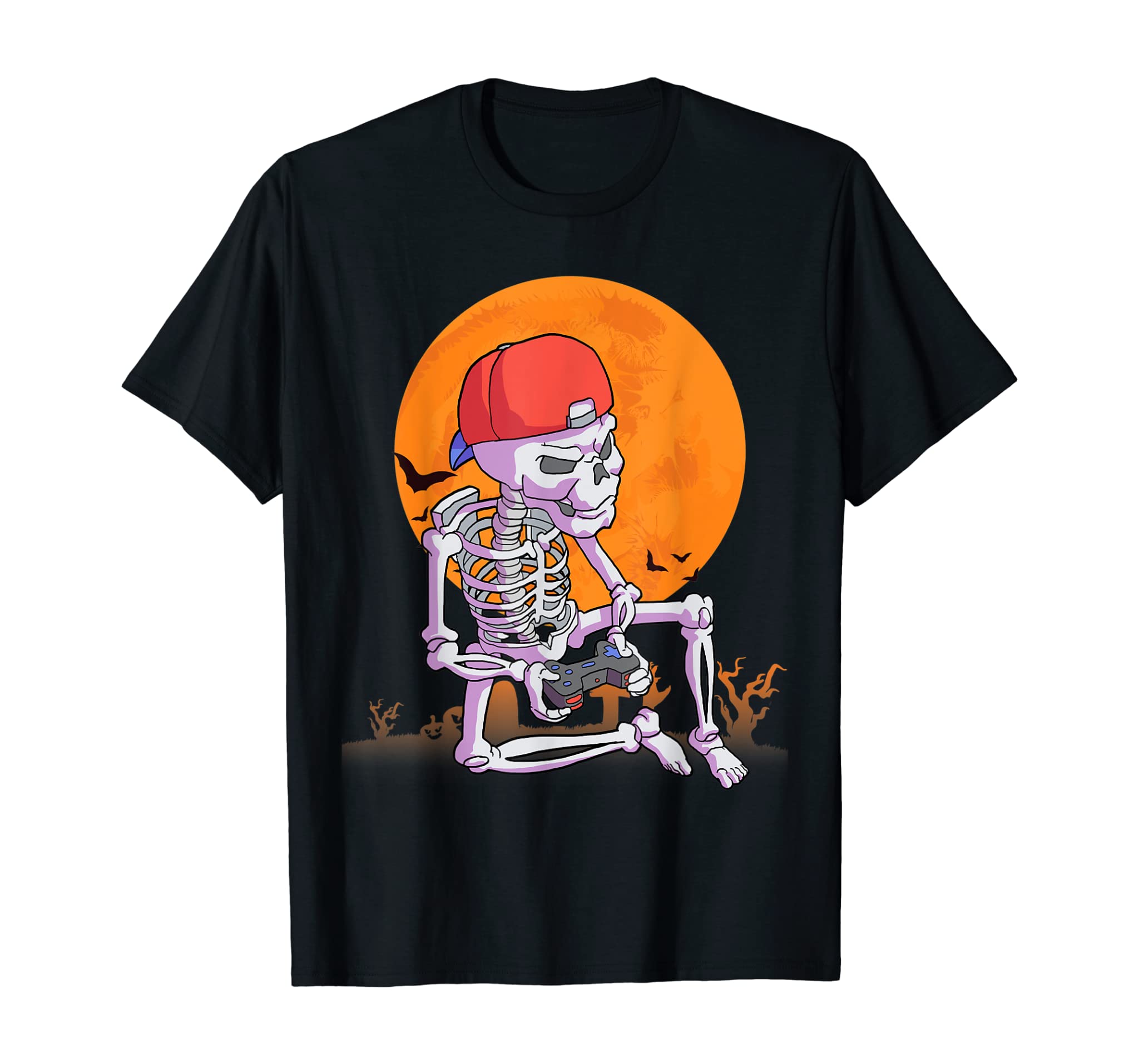 Halloween Shirt Men Boys Gamer Gift Skeleton Outfit Boys T-Shirt