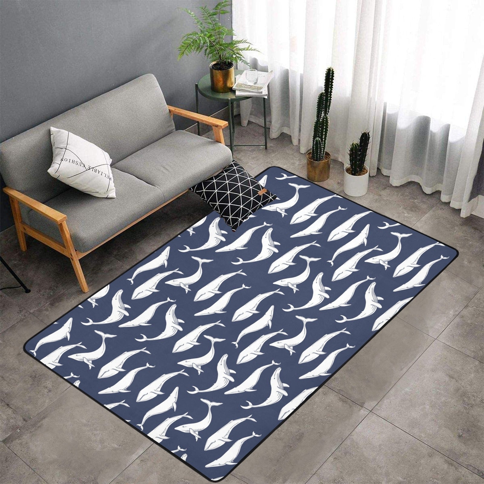 Whale Print Design Lks308 Area Rug 7’X5′