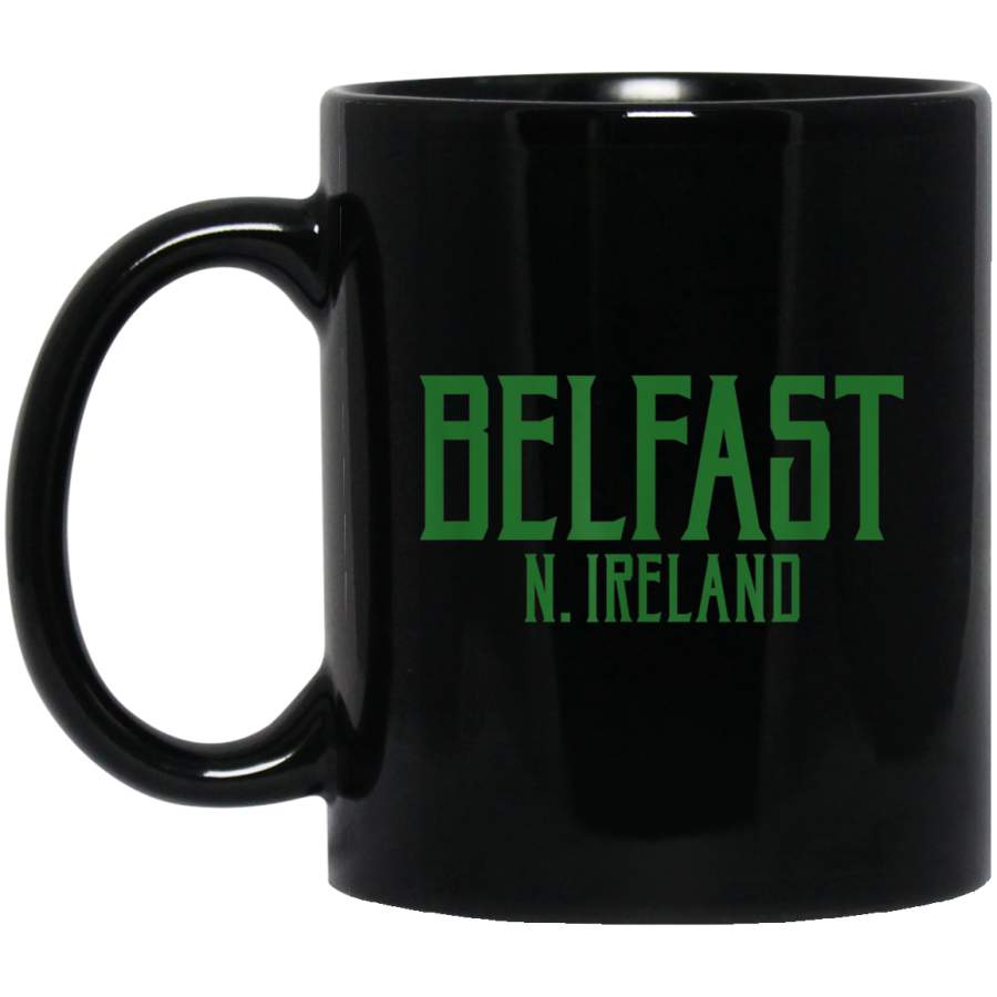 Belfast Vintage Text Green Print Mug