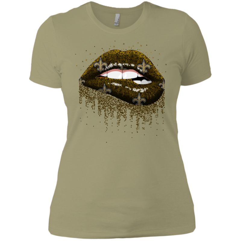 Glitter Lips Shirt For New Orleans Saints Fans Ladies’ Boyfriend T-Shirt