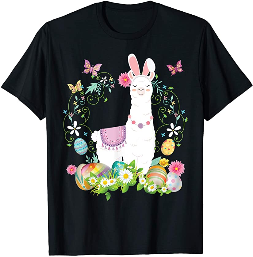 Bunny Llama Happy Easter Day Lover Egg Hunt Lovely Cute T-Shirt